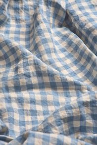 Slide View: 2: Piglet In Bed Blue Gingham Linen Pillowcase, Set of 2