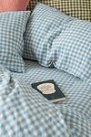 Thumbnail View 1: Piglet In Bed Blue Gingham Linen Pillowcase, Set of 2