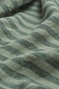 Slide View: 2: Piglet In Bed Pine Green Pembroke Stripe Linen Pillowcase, Set of 2