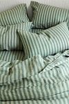 Thumbnail View 1: Piglet In Bed Pine Green Pembroke Stripe Linen Pillowcase, Set of 2