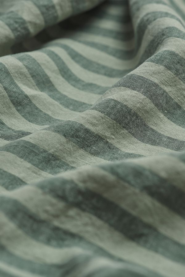 Slide View: 2: Piglet In Bed Pine Green Pembroke Stripe Linen Fitted Sheet