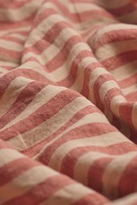 Slide View: 2: Piglet In Bed Sandstone Red Pembroke Stripe Linen Fitted Sheet