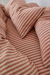 Thumbnail View 1: Piglet In Bed Sandstone Red Pembroke Stripe Linen Fitted Sheet