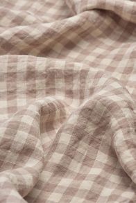 Slide View: 2: Piglet In Bed Mushroom Gingham Linen Flat Sheet