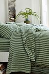 Thumbnail View 1: Piglet In Bed Pine Green Pembroke Stripe Linen Flat Sheet