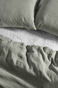 Slide View: 2: Bedfolk Moss Linen Duvet Cover