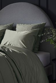 Slide View: 1: Bedfolk Moss Luxe Cotton Duvet Cover