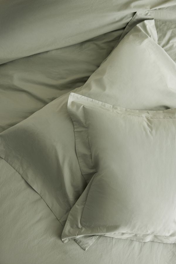 Slide View: 2: Dip & Doze Sage Edged Organic Cotton Sateen Duvet Cover