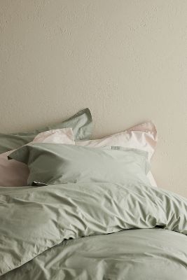 Dip & Doze Sage Edged Organic Cotton Sateen Duvet Cover