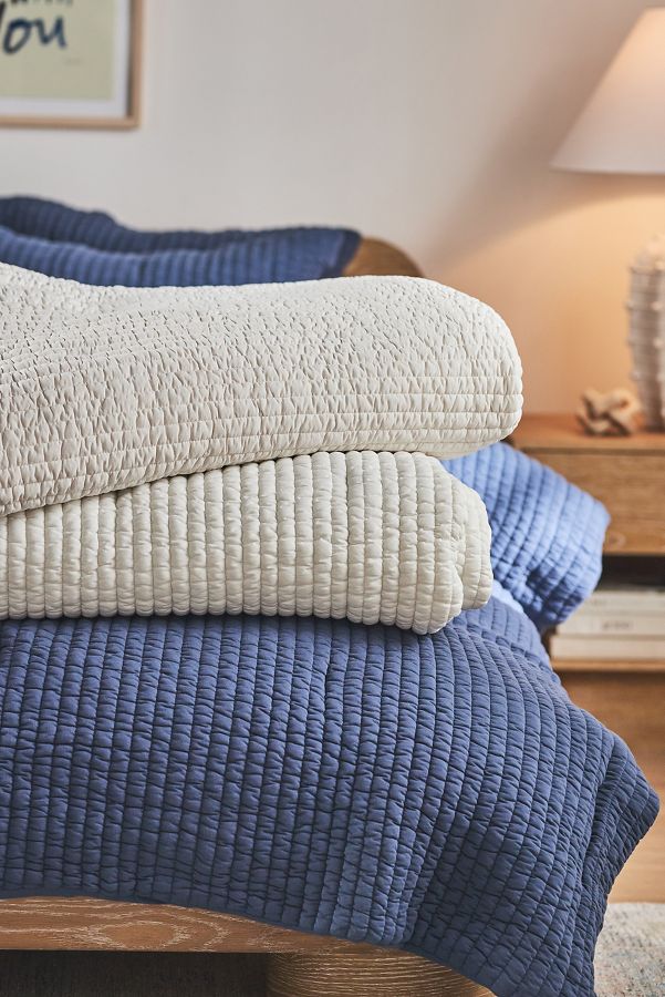 Slide View: 2: Jersey Channel-Stitch Quilted Bedspread