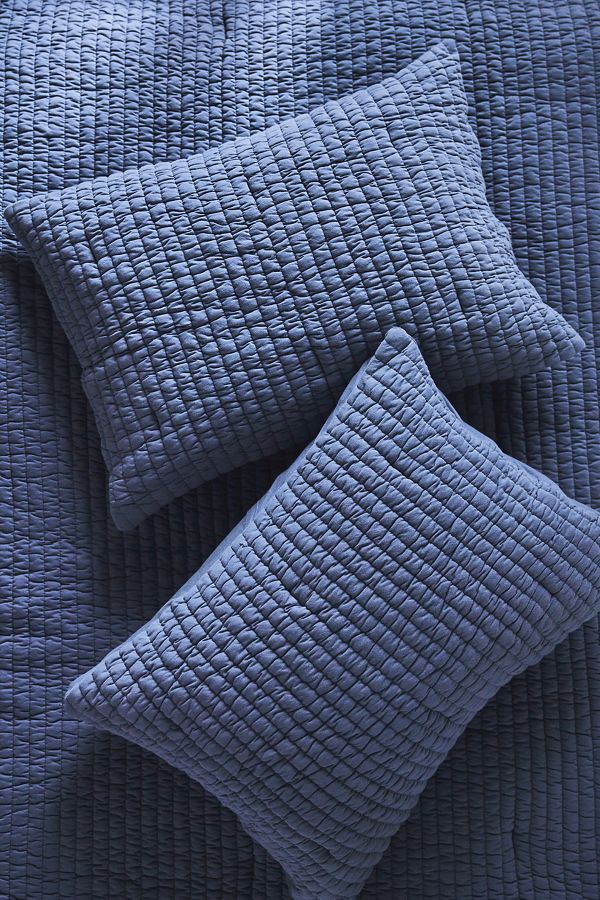 Slide View: 1: Cotton Jersey Channel-Stitch Quilted Shams, Set of 2