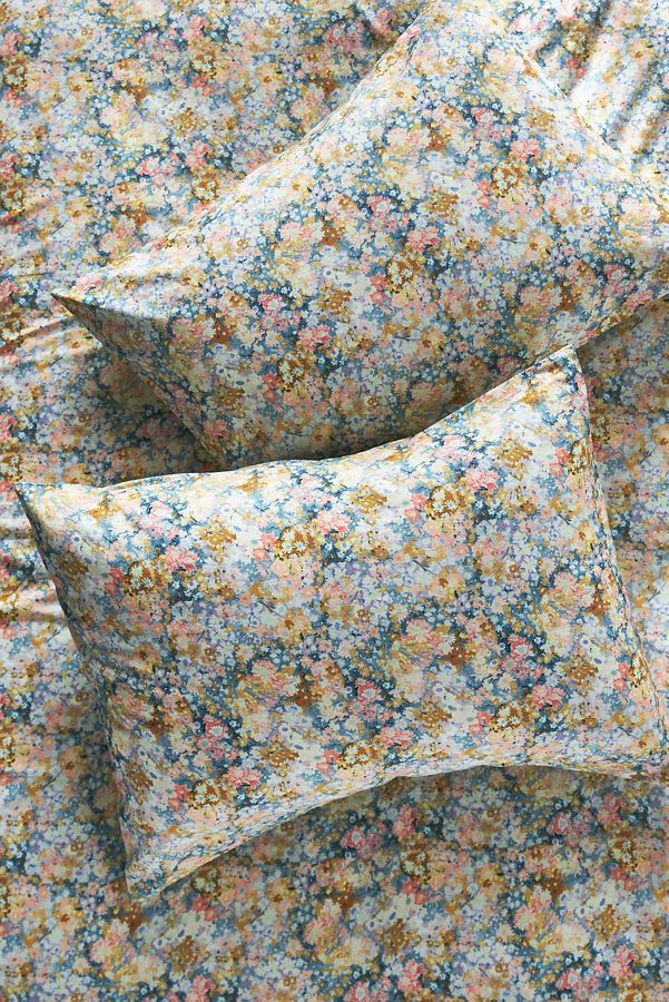 Slide View: 1: Leora Organic Cotton Percale Floral Shams, Set of 2