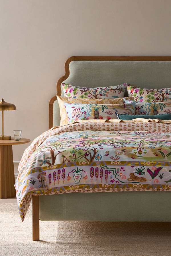 Slide View: 1: Tales Cotton Slub Printed Duvet Cover