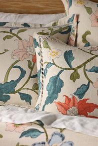 Slide View: 2: Hattie Cotton Slub Floral Shams, Set of 2