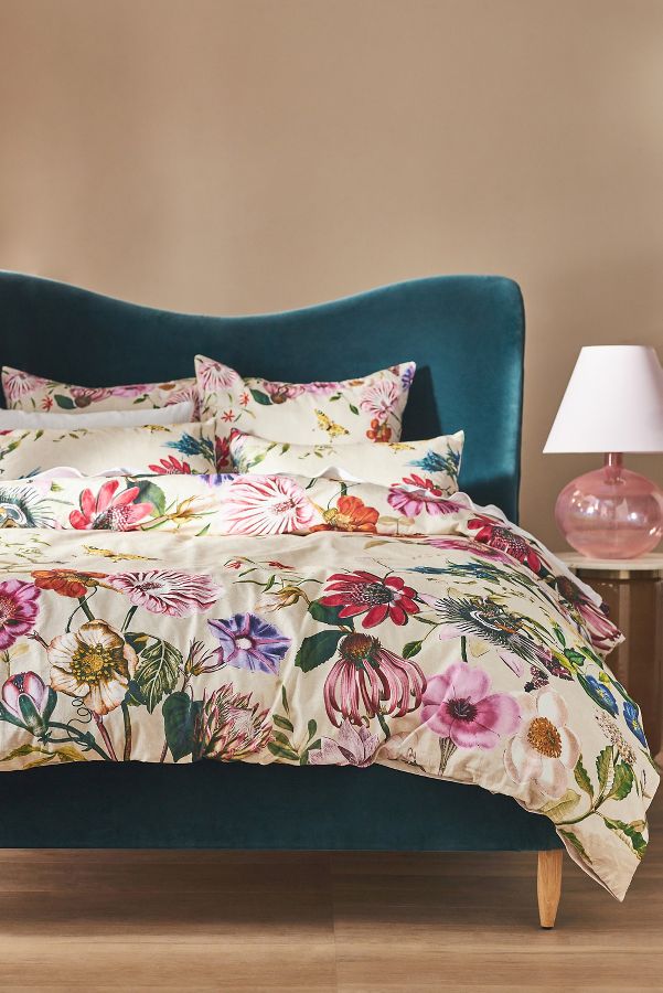 Slide View: 1: Rowena Organic Cotton Slub Botanique Duvet Cover