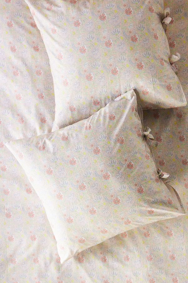 Vista diapositiva: 1: Organic Cotton Percale Printed Tie Cushion Cover