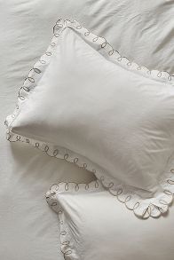 Slide View: 1: Maeve by Anthropologie Organic Cotton Looped Embroidered Shams, Set of 2