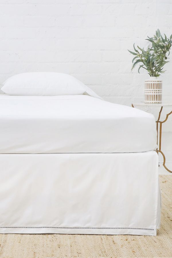 Slide View: 1: Pom Pom at Home Como Ladder Stitch Cotton Sateen Bedskirt