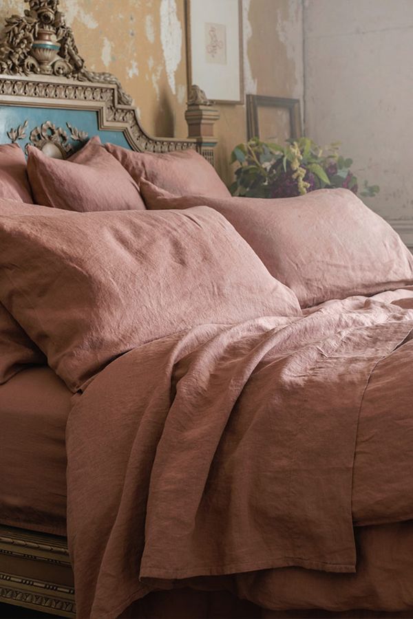 Slide View: 1: Piglet In Bed Warm Clay Linen Duvet Cover