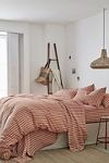 Thumbnail View 1: Piglet In Bed Sandstone Red Pembroke Stripe Linen Duvet Cover