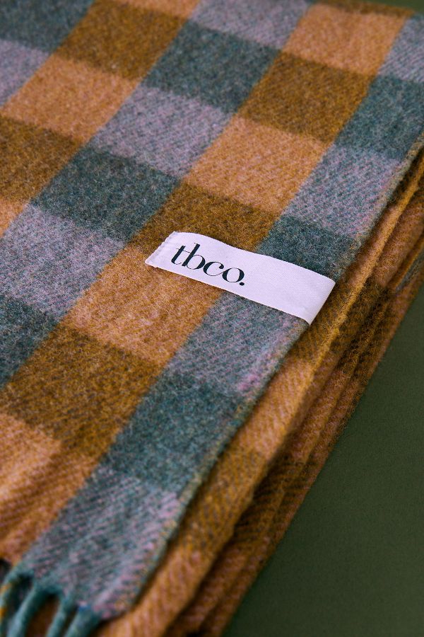 Slide View: 2: TBCo Gingham Wool Throw Blanket