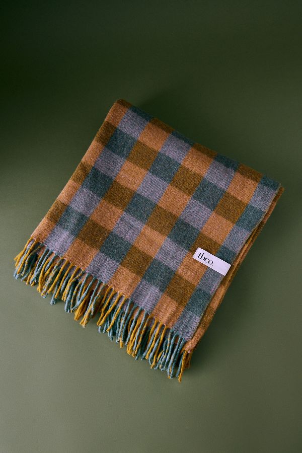 Slide View: 1: TBCo Gingham Wool Throw Blanket