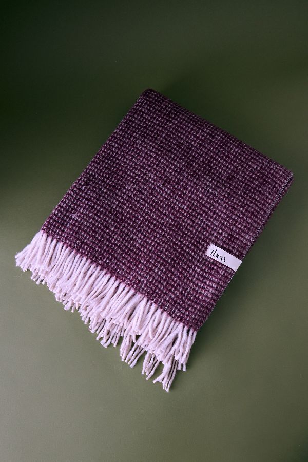 Slide View: 1: TBCo Waffle Wool Throw Blanket