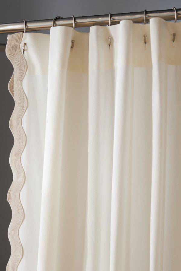 Slide View: 3: Maeve by Anthropologie Embroidered Scalloped Cotton Shower Curtain