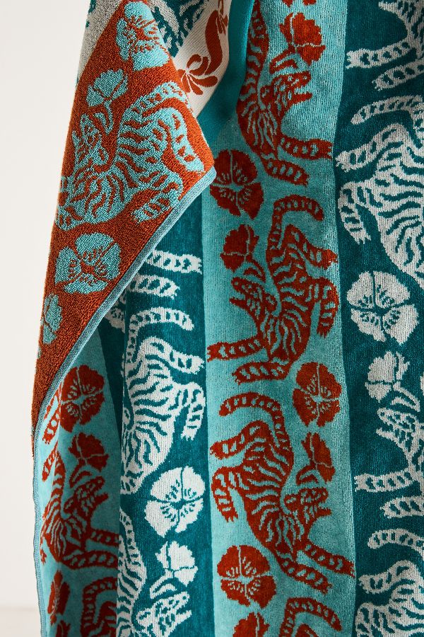 Slide View: 3: Serviette de plage en jacquard de coton Gela