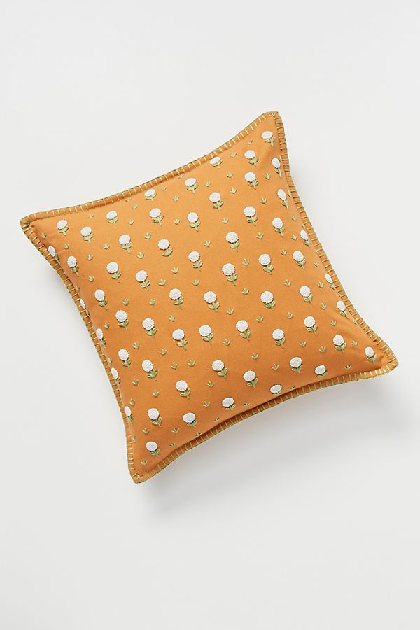 Slide View: 1: Embroidered Wildflower Pillow
