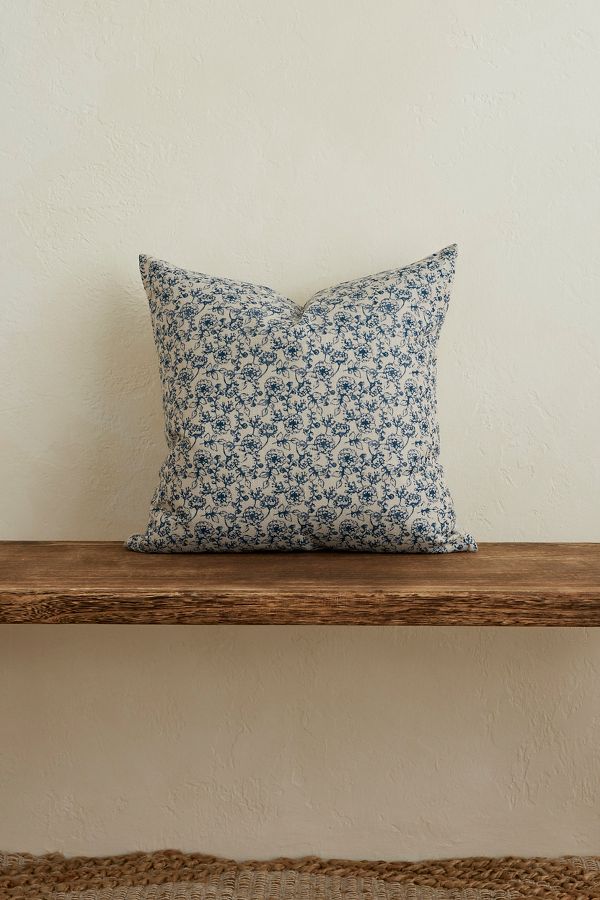 Slide View: 1: Ellenvale Interiors Francesca Blue Floral Cushion