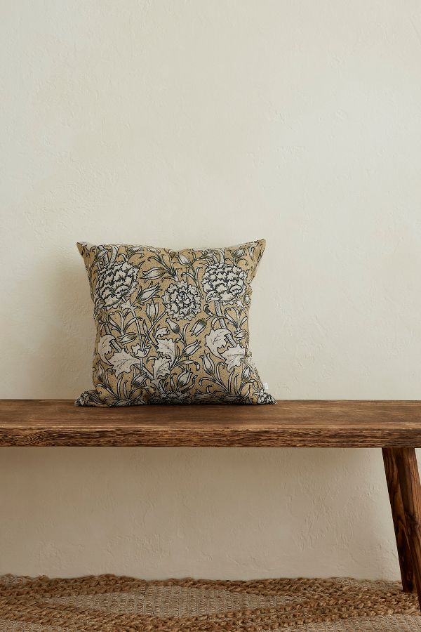 Slide View: 1: Ellenvale Interiors Francesca Floral Mustard Print Cushion