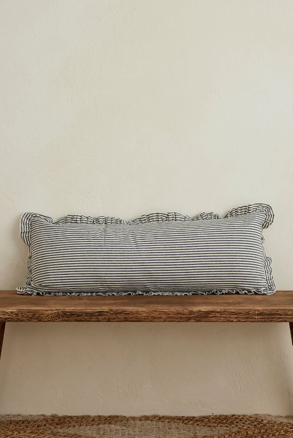 Slide View: 1: Ellenvale Interiors Darcy Navy Stripe Bolster Cushion