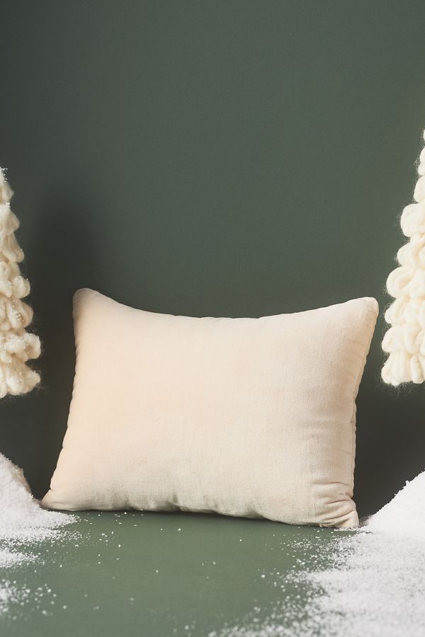 Slide View: 3: Shayla Festive Text Cotton Velvet Pillow