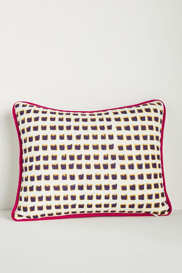 Slide View: 3: Fortune Embroidered Cotton Slub Cushion