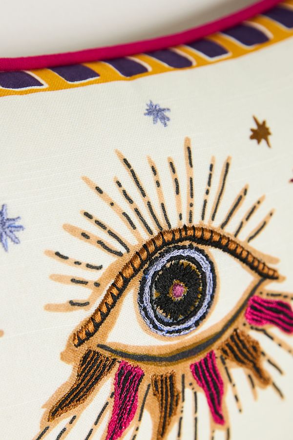 Slide View: 4: Fortune Embroidered Cotton Slub Cushion