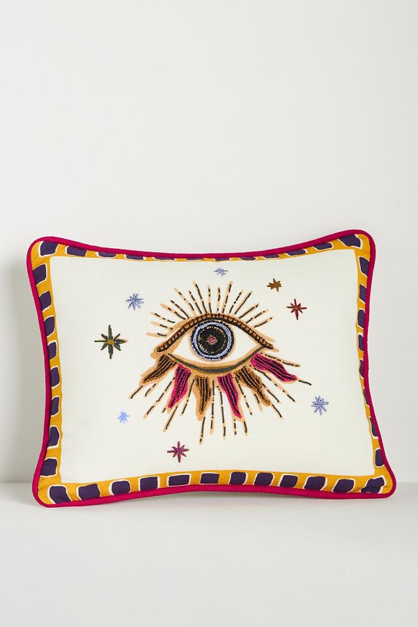 Slide View: 2: Fortune Embroidered Cotton Slub Cushion