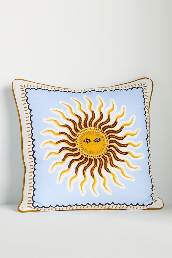 Slide View: 1: Fortune Embroidered Cotton Slub Cushion