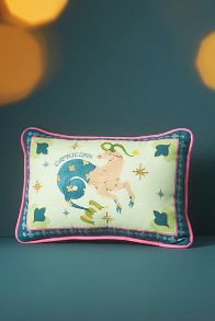 Slide View: 1: Lou Benesch x Anthropologie Mini Stargazer Embroidered Cotton Zodiac Pillow