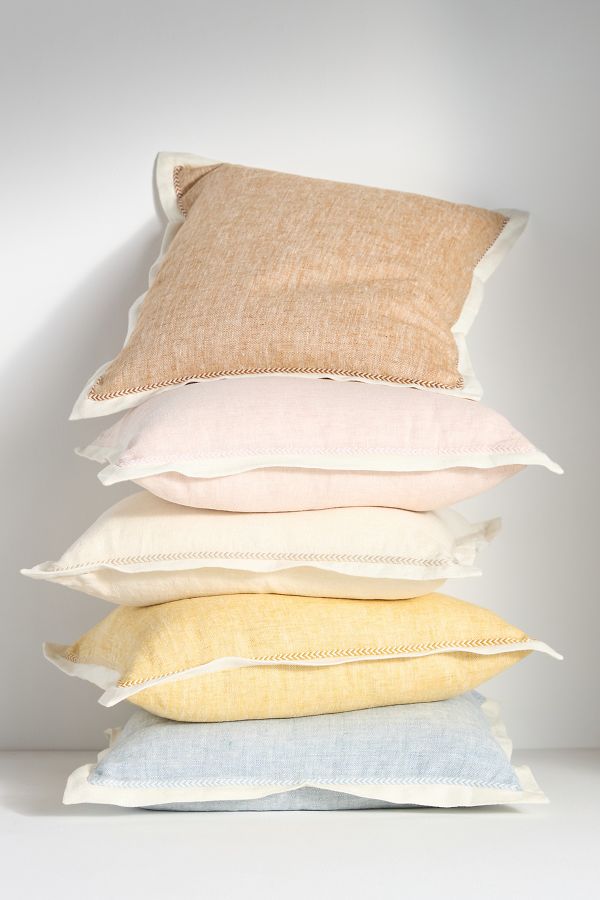 Slide View: 2: Lucy Linen Embroidered Pillow