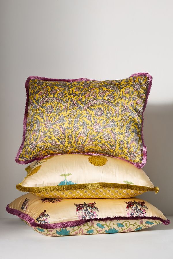 Slide View: 2: Silk Mix Print Floral Pillow