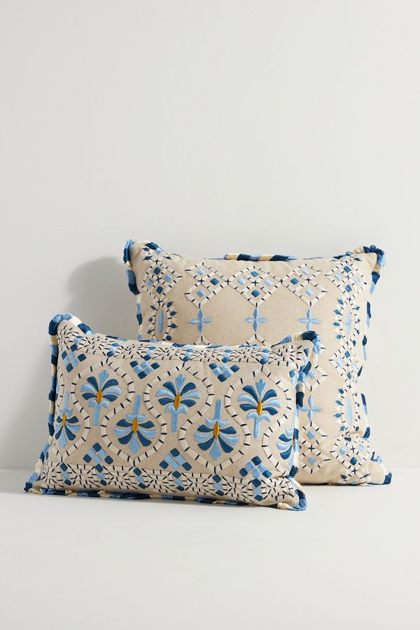 Slide View: 1: Georgia Cotton Embroidered Pillow