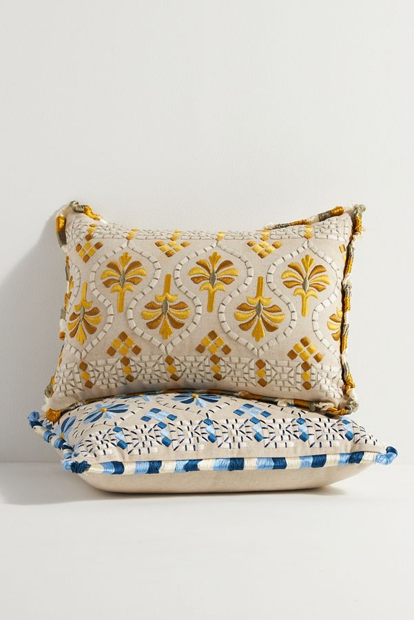 Slide View: 2: Georgia Cotton Embroidered Pillow