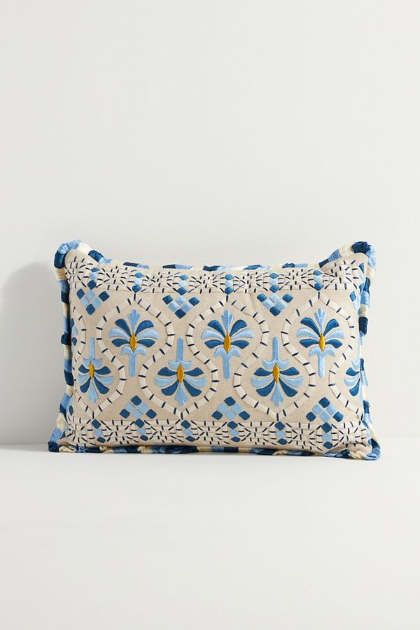 Slide View: 3: Georgia Cotton Embroidered Pillow