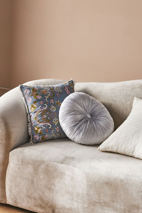 Slide View: 5: Harlowe Embroidered Velvet Pillow