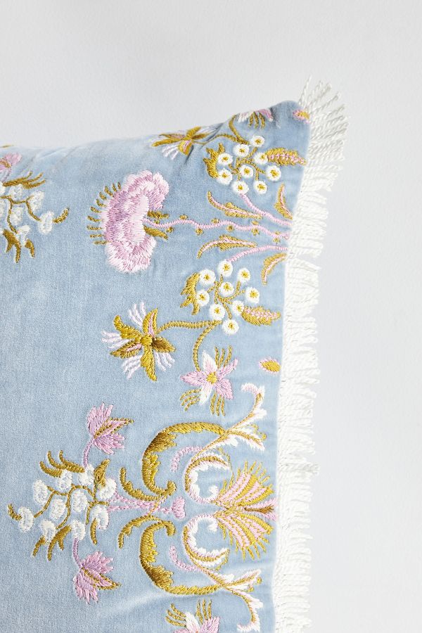 Slide View: 3: Harlowe Embroidered Velvet Pillow