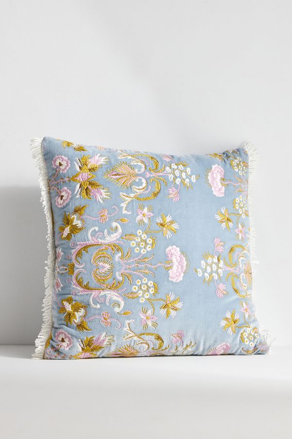 Slide View: 1: Harlowe Embroidered Velvet Pillow