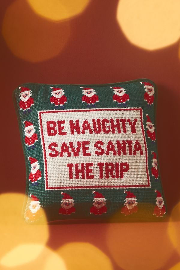 Slide View: 2: Furbish Studio Holiday Petite Needlepoint Pillow