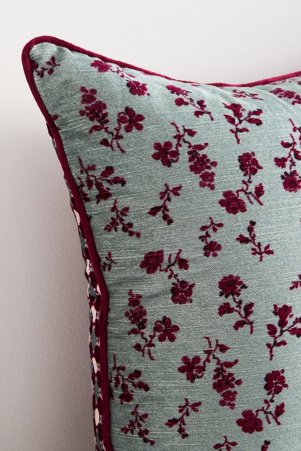 Slide View: 4: Alva Floral Cotton Velvet Pillow