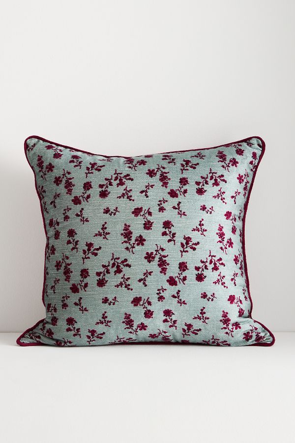 Slide View: 1: Alva Floral Cotton Velvet Pillow